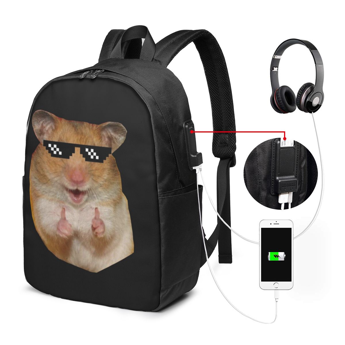 Women Bags For College - Funny Hamster Backpack Travel Notebook Bag