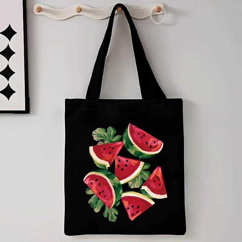 Shopper Tote Canvas - Fashionable Watermelon Printed Canvas Tote Bag,