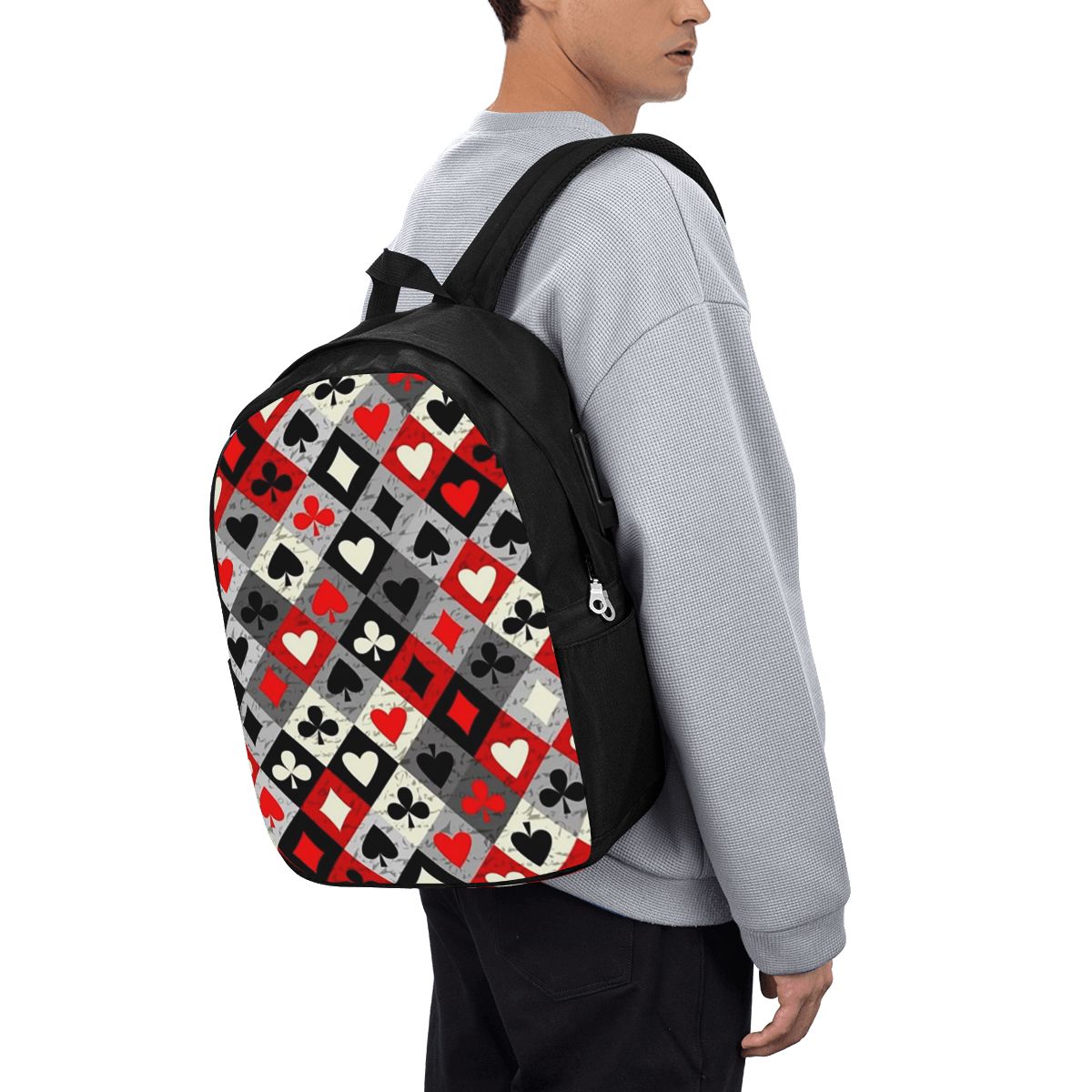 Women Bags For College - Playing Cards Poker Print Backpack Travel