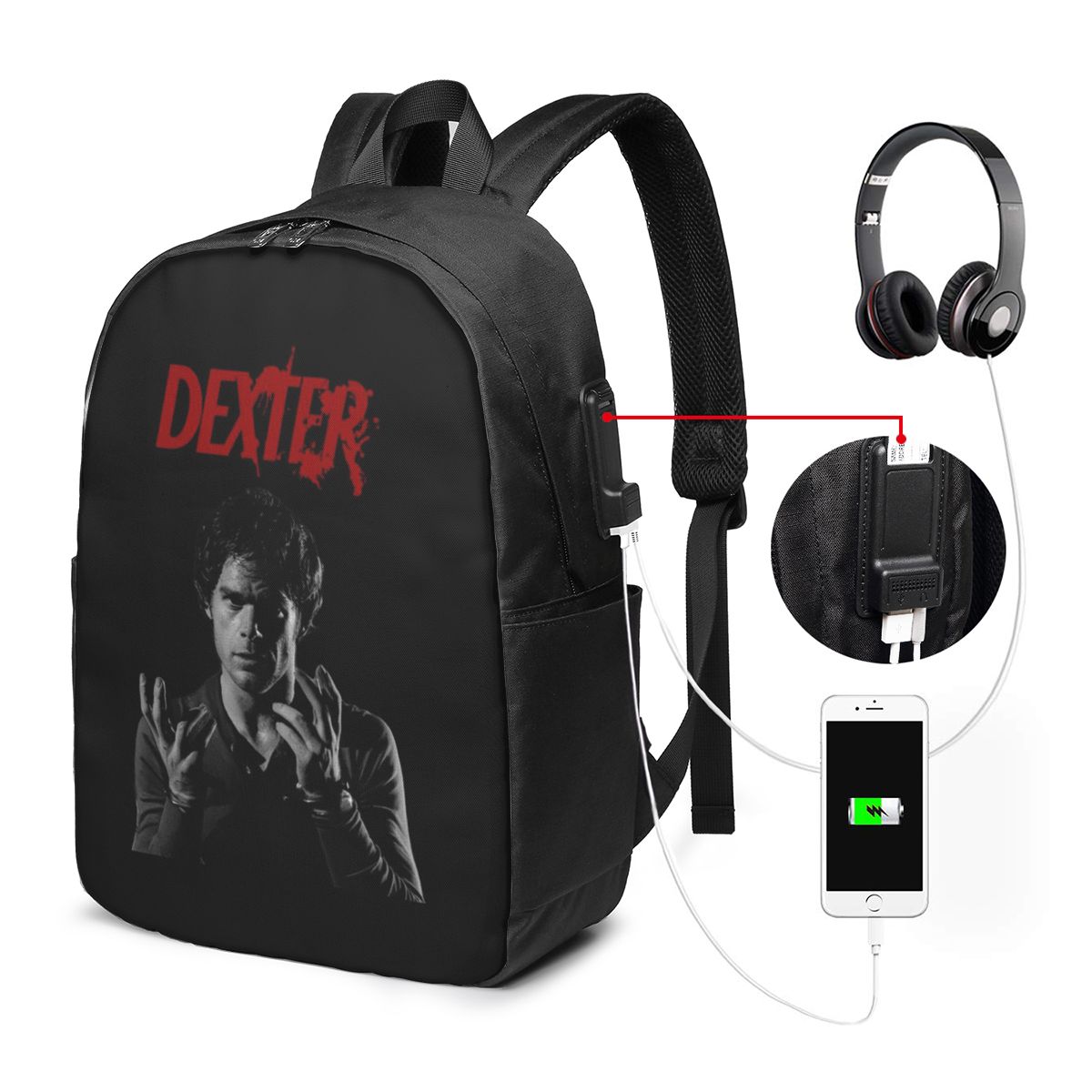 Women Bags For College - Movie Dexter Morgan Backpack Travel Notebook
