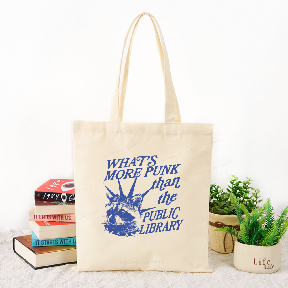 Women Bags For Office Use - Women Canvas Tote Bag, Punk Raccoon