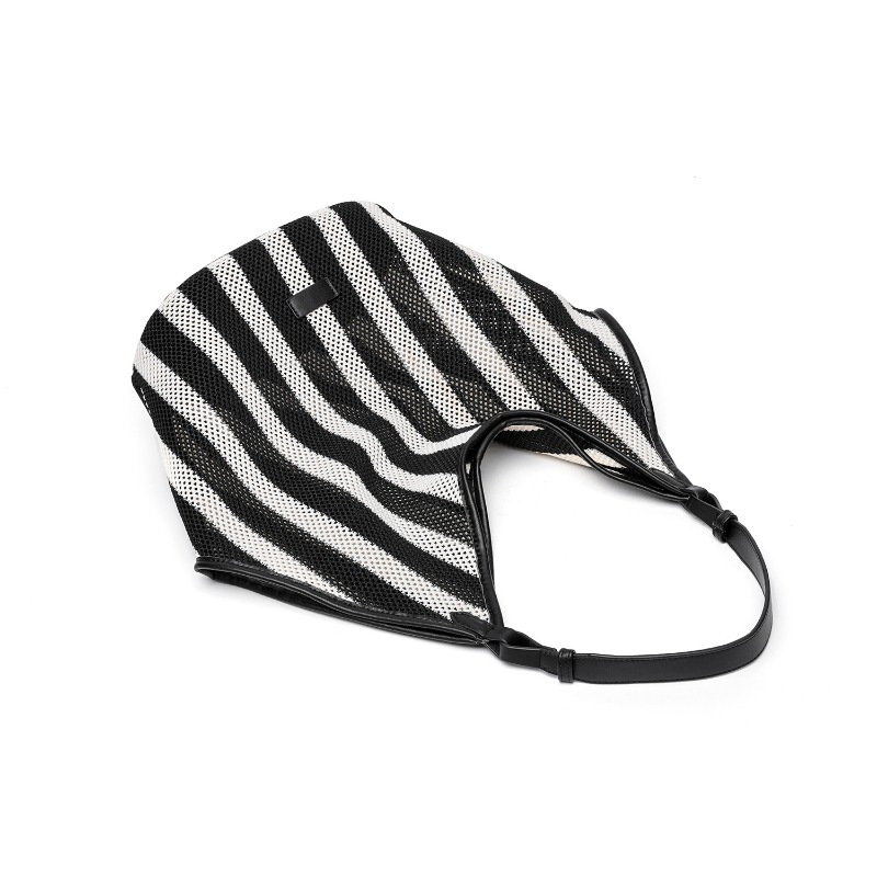Striped Woven Large Capacity T - Shopper Tote Canvas ulasan dan harga