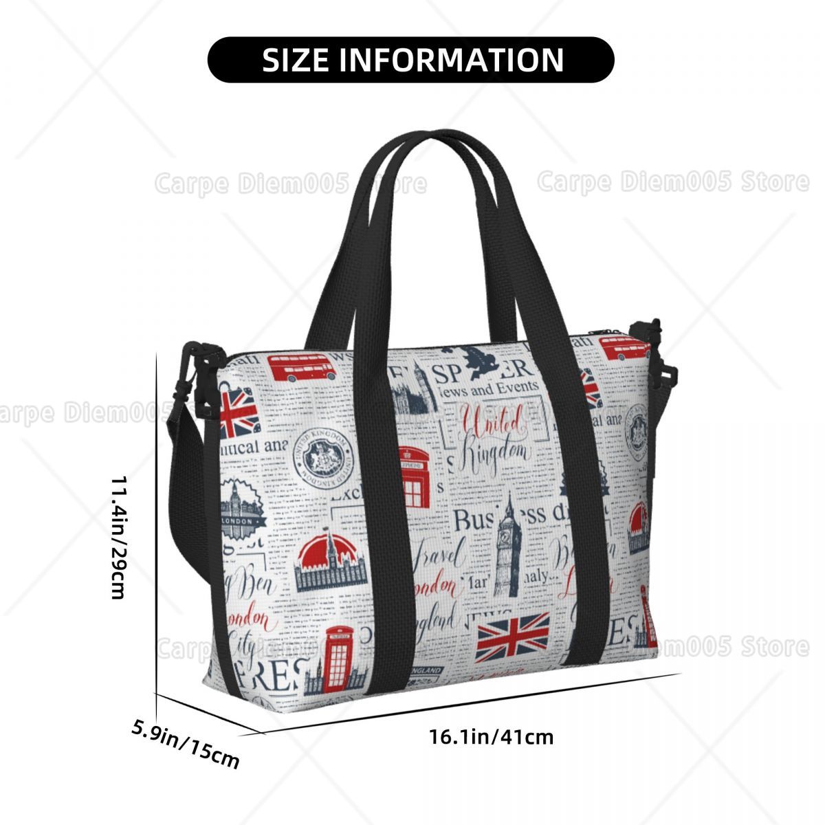 Vintage UK London Newspaper Tr - Women Bags In Uk ulasan dan harga