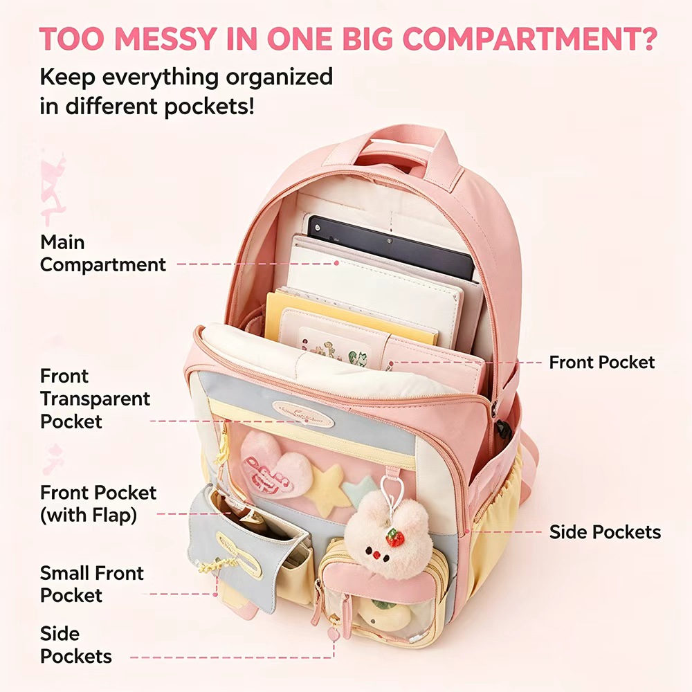Girls Backpack Cute Kawaii Sch - Women Bags Polene ulasan dan harga
