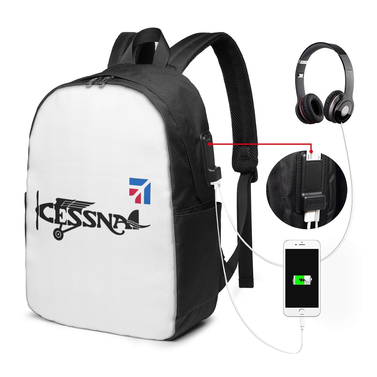 Cessna Logo Backpack Travel No - Women Bags For College ulasan dan harga