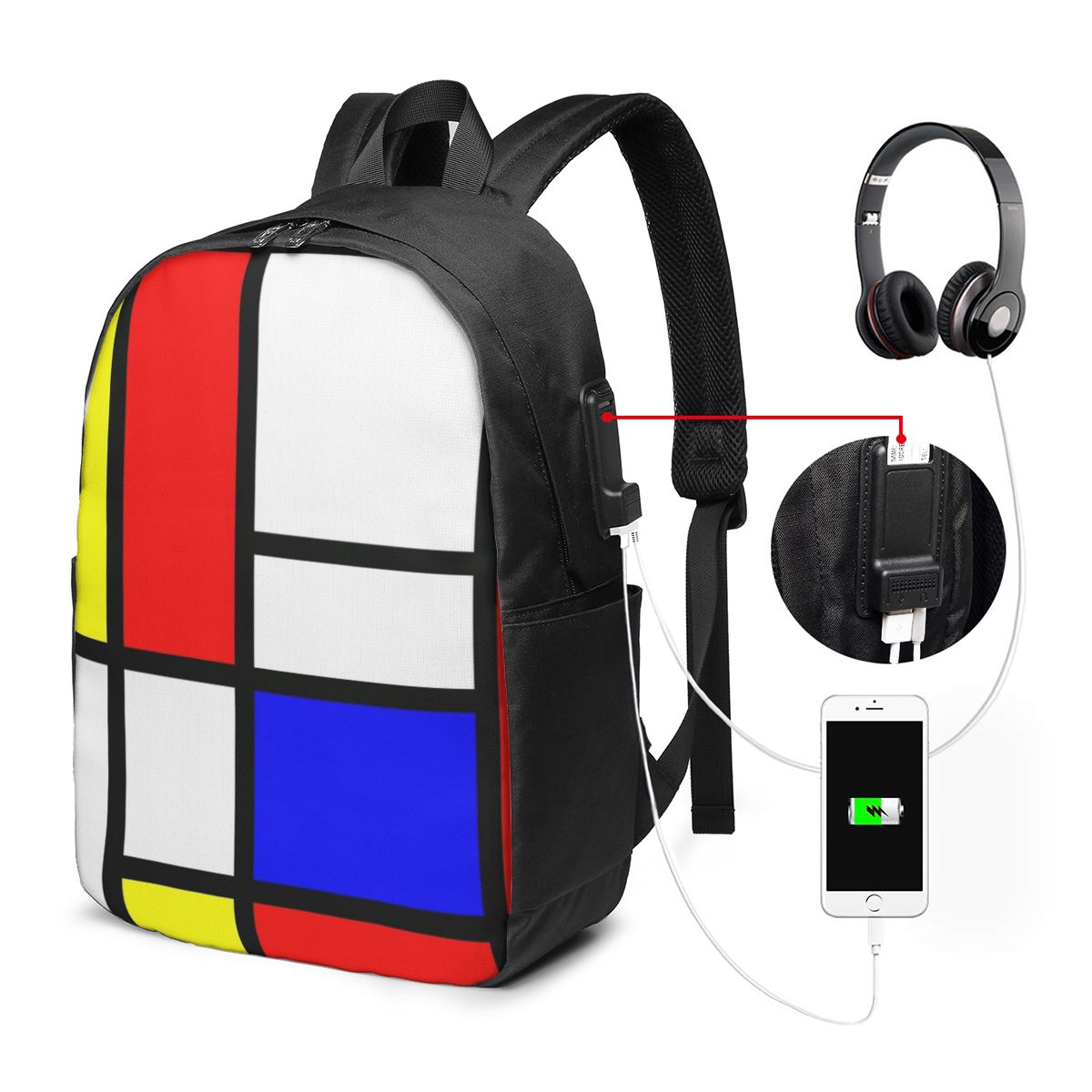 Piet Mondrian Composition  Bac - Women Bags For College ulasan dan harga