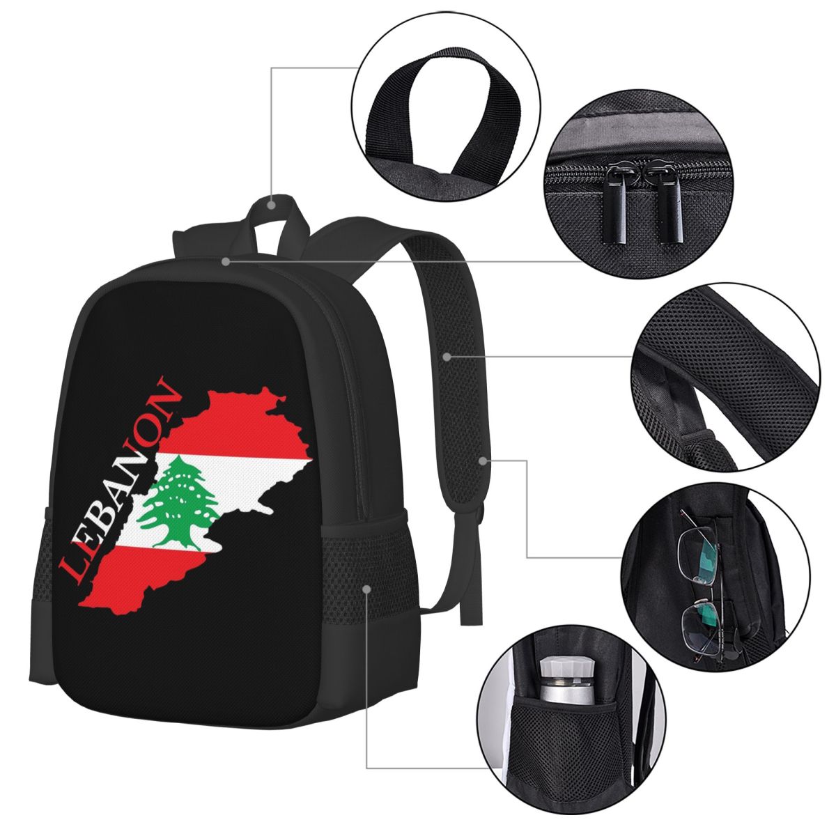 Lebanon Flag Map Student Backp - Women Bags Lebanon ulasan dan harga