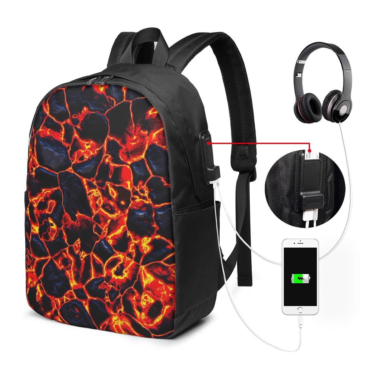 Magma Volcano Lava Fire Backpa - Women Bags For College ulasan dan harga