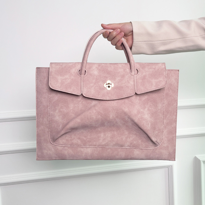 Elegant Pink PU Leather Laptop - Women Bags For Office Use ulasan dan harga