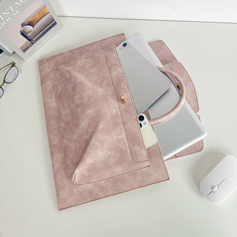 Elegant Pink PU Leather Laptop - Women Bags For Office Use ulasan dan harga