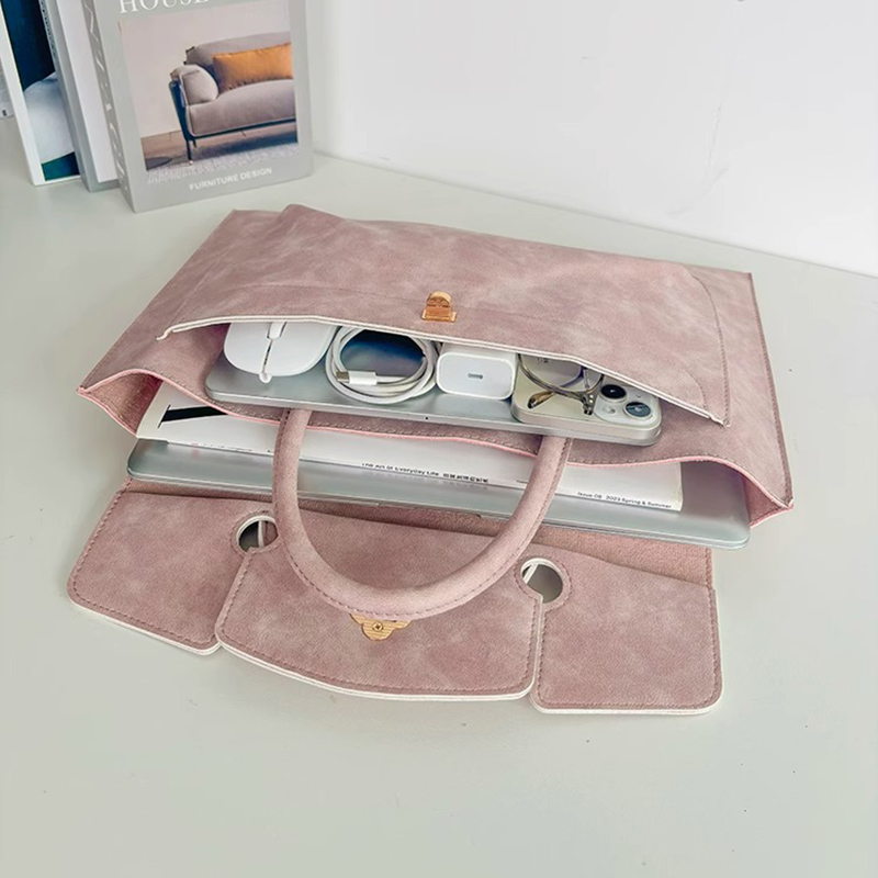 Elegant Pink PU Leather Laptop - Women Bags For Office Use ulasan dan harga