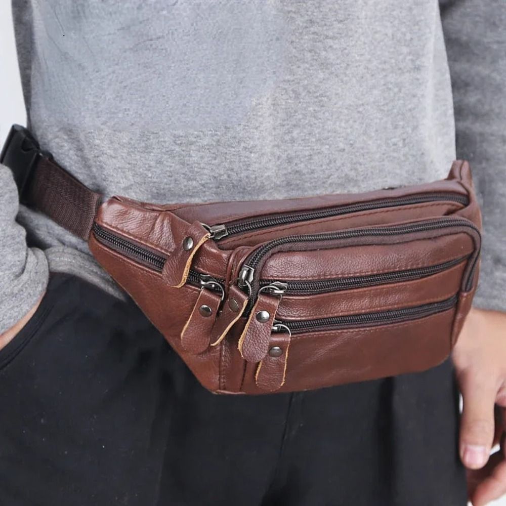 Zipper PU Leather Men's Waist  - Saddle Bag Leather ulasan dan harga