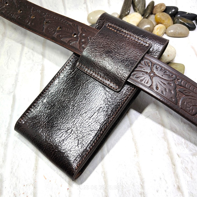 Mobile Phone Waist Bag Holster - Saddle Bag Leather ulasan dan harga