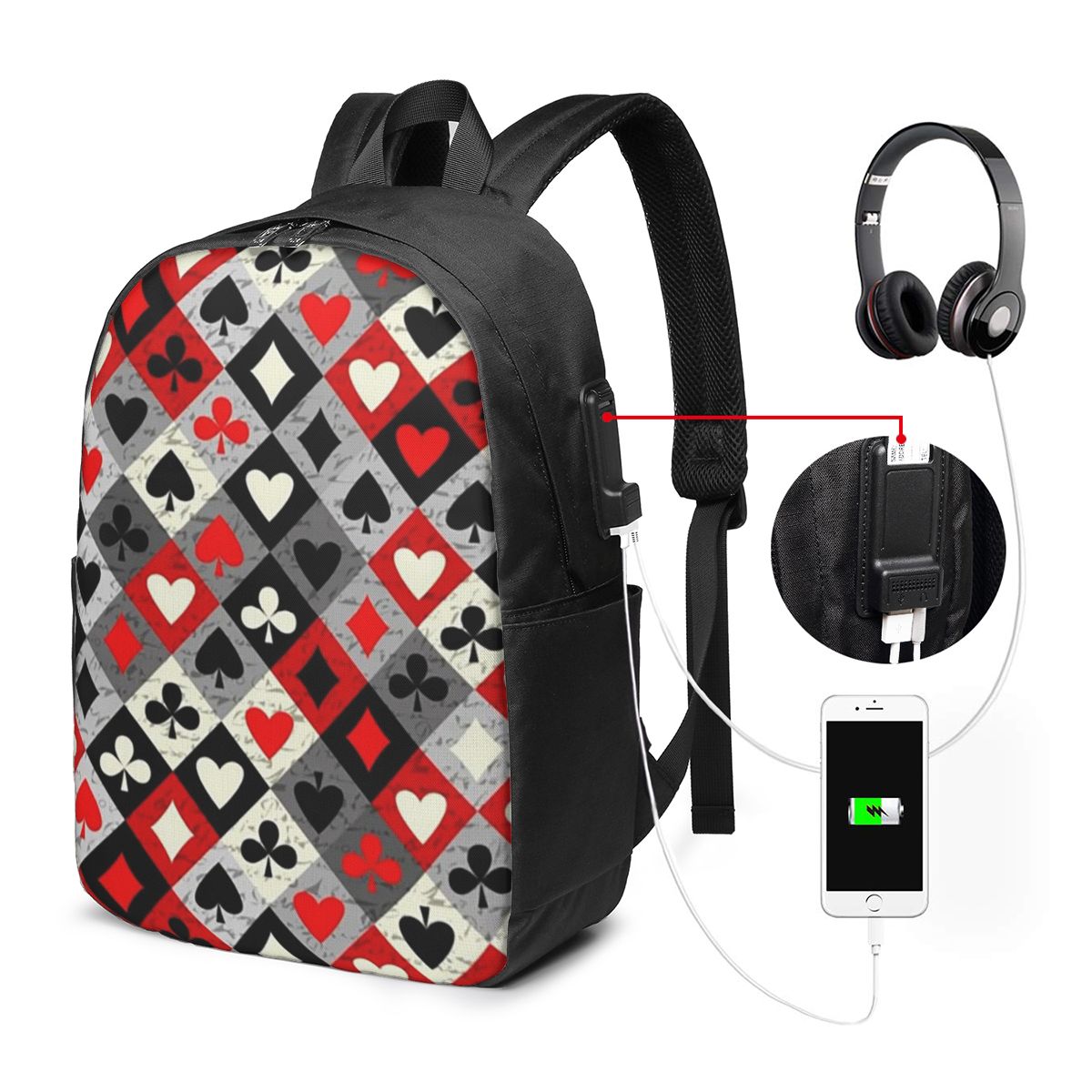 Playing Cards Poker Print Back - Women Bags For College ulasan dan harga