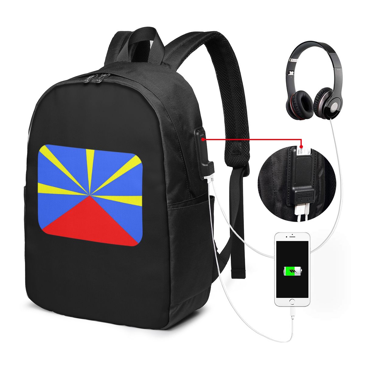 974 Reunion Island Flag Backpa - Women Bags For College ulasan dan harga