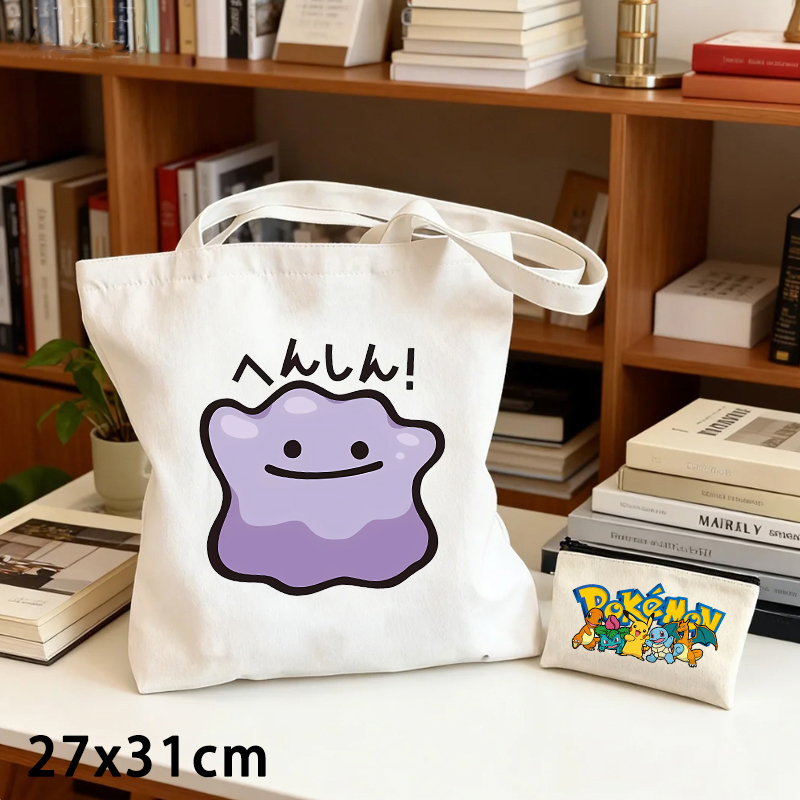 2PCS Pokemoned Canvas Bag and  - Women'S Bags Everyday ulasan dan harga