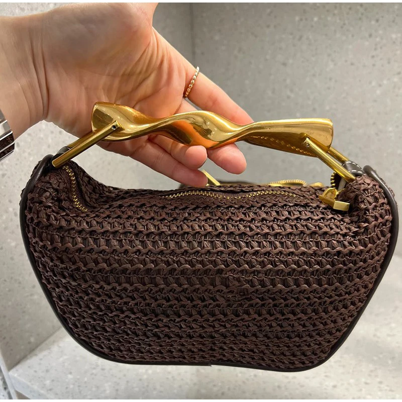 Gold Handle Brand Handwoven Ha - Women Bags High End Brands ulasan dan harga
