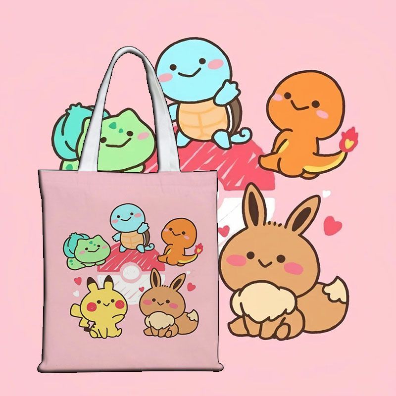 Pokémon Cute Canvas Bag Canvas - Shopper Tote Canvas ulasan dan harga