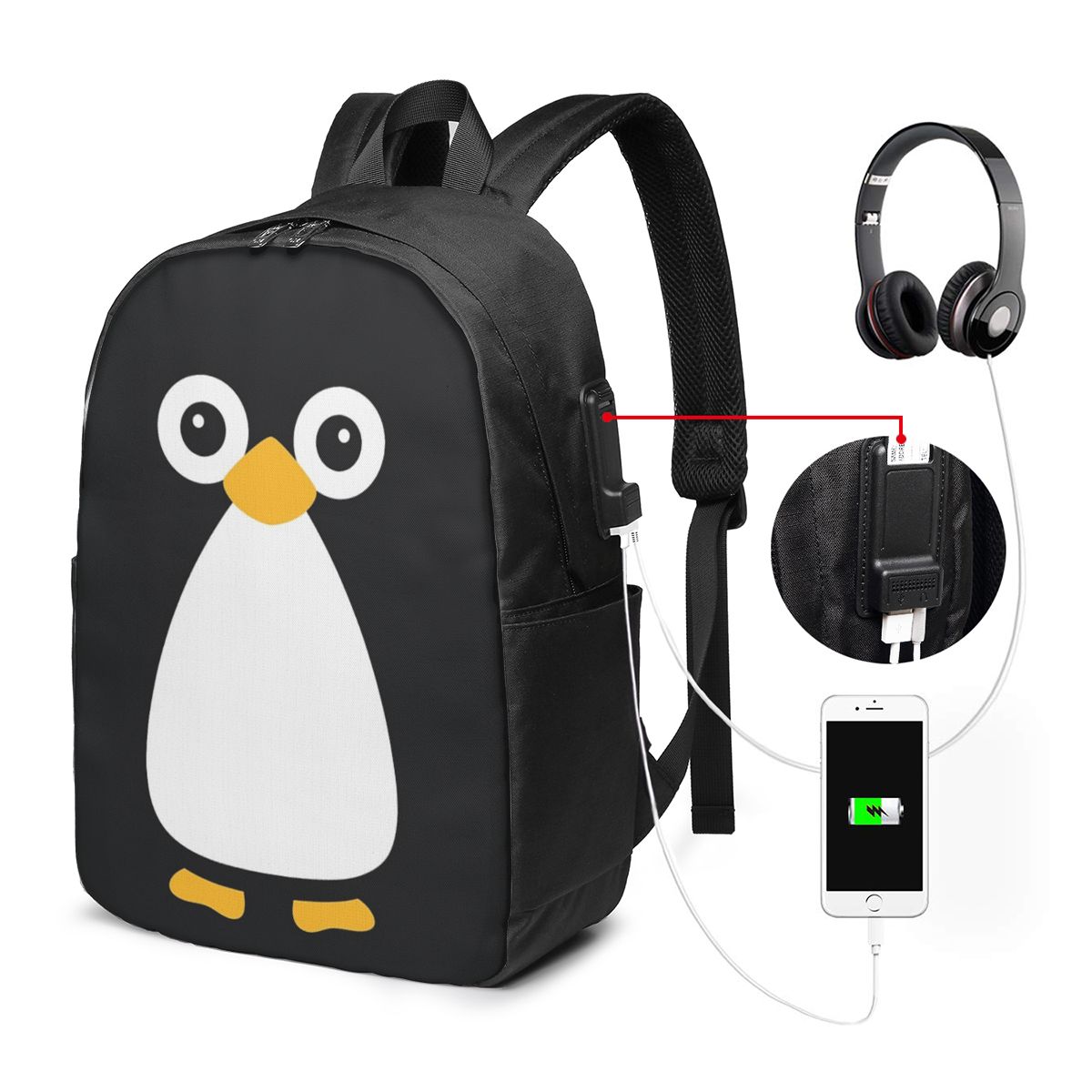 Cute Vector Penguin Backpack T - Women Bags For College ulasan dan harga